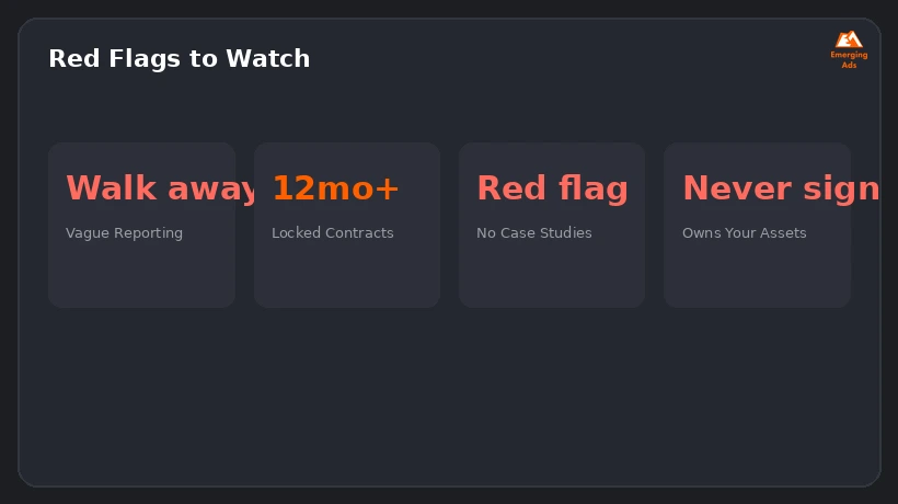 Screenshot showing an example step from the How to choose a digital marketing agency in 2026 process, common red flags
