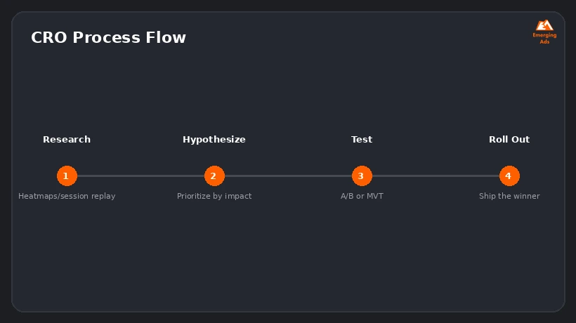 Screenshot showing an example step from the What is CRO and how does it work process, the CRO process steps