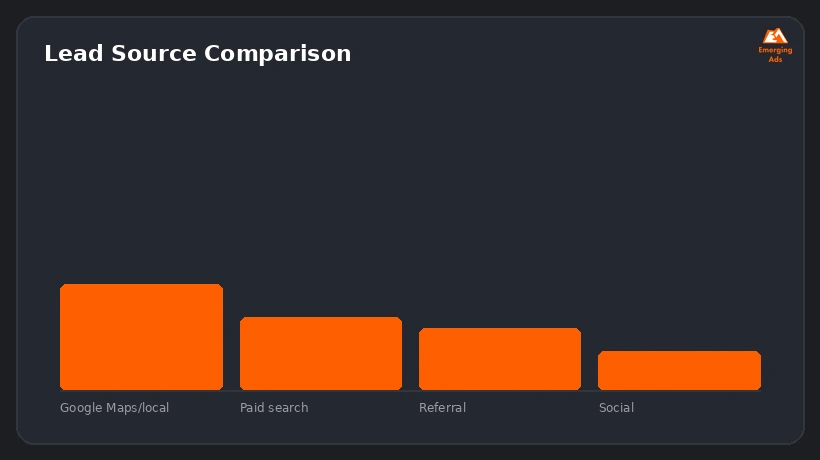 Screenshot showing an example step from the Top local business marketing agency near me process, lead source comparison
