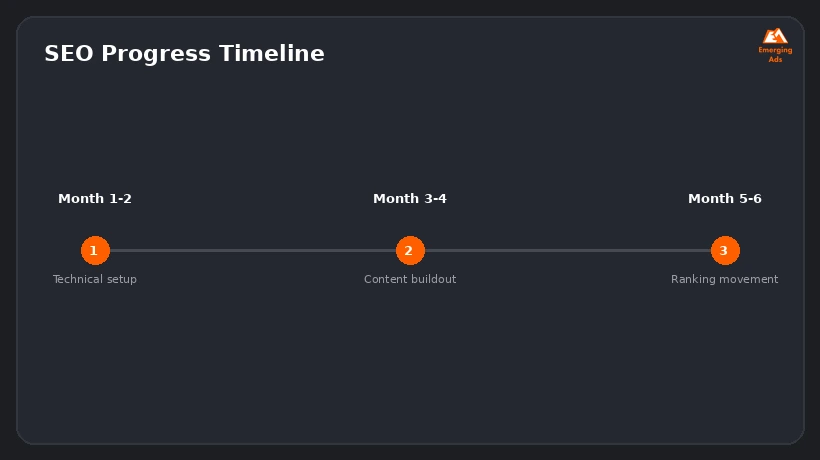 Timeline showing a realistic SEO progress schedule for a Qatari business