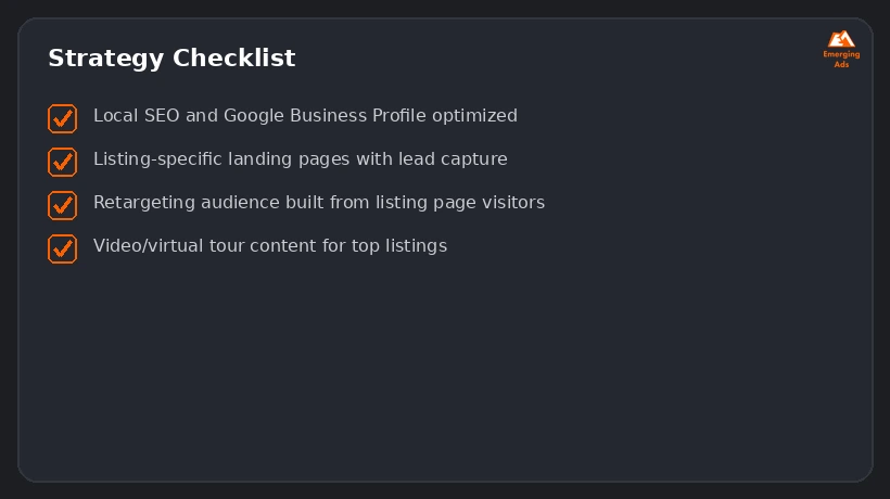 Screenshot showing an example step from the Best real estate marketing strategy in 2026 process, a strategy checklist