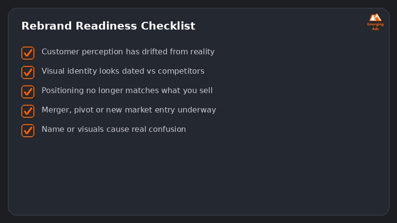 Screenshot showing an example step from the What is rebranding and why do you need it process, a brand audit checklist