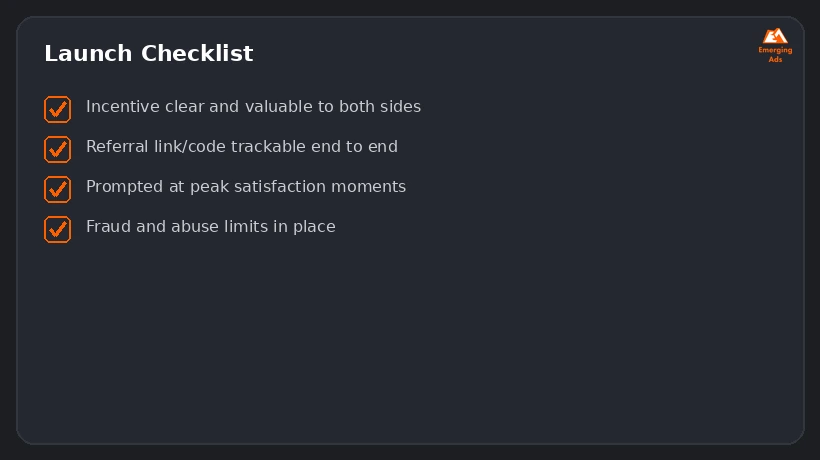 Screenshot showing an example step from the How to run a successful referral marketing program process, a launch checklist