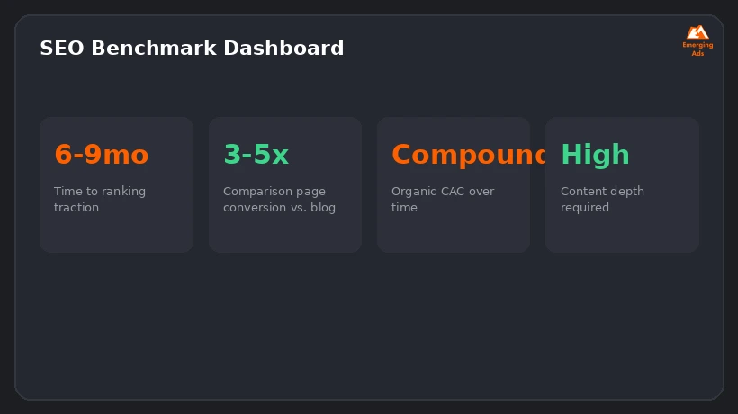 Screenshot showing an example step from the Top SaaS SEO agency near me process, an SEO benchmark dashboard