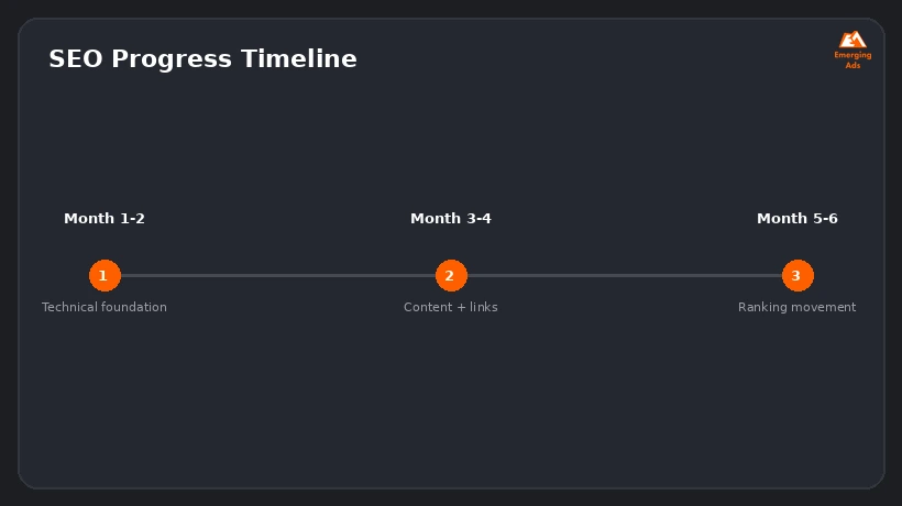 Timeline showing a realistic SEO progress schedule for a Saudi Arabian business