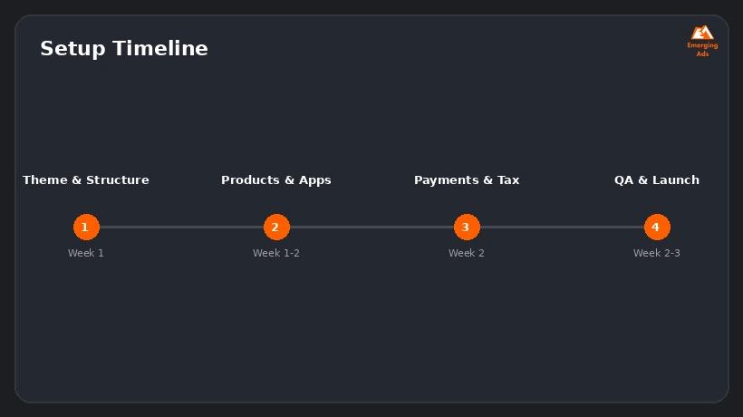 Screenshot showing an example step from the How long does Shopify store setup take process, setup phases