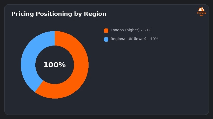 Donut chart comparing London versus regional UK digital marketing agency pricing