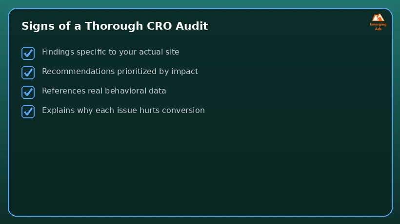 Checklist for spotting a thorough CRO audit versus a shallow one