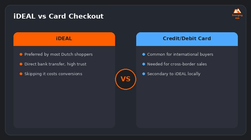 Donut chart showing payment method usage share for Dutch online shoppers