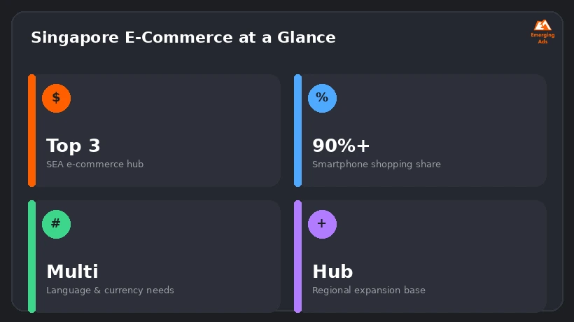 Donut chart showing Singapore's role as a regional e-commerce hub for Southeast Asia